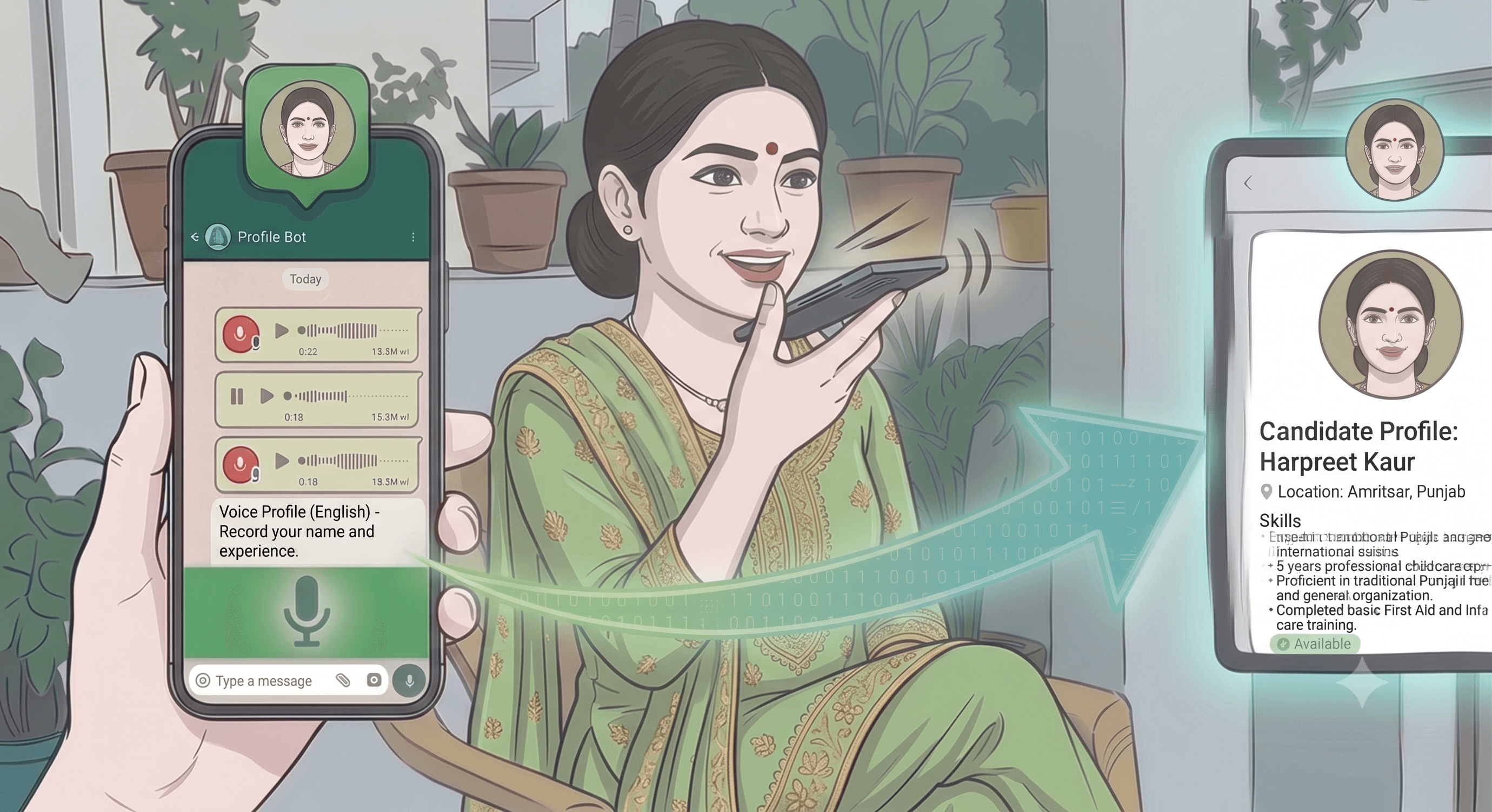WhatsApp 'ਤੇ ਬੋਲ ਕੇ ਆਪਣੀ ਪ੍ਰੋਫਾਈਲ ਬਣਾਓ — ਫਿਰ ਜੌਬਸ ਦੇ ਆਫਰ ਪਾਓ