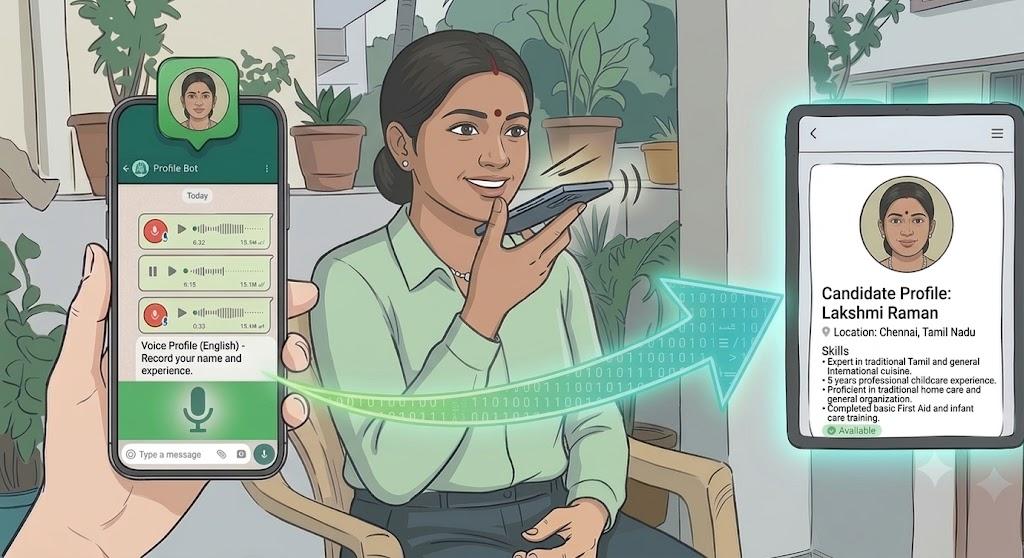 Speak on WhatsApp to create your helper profile — then get job offers