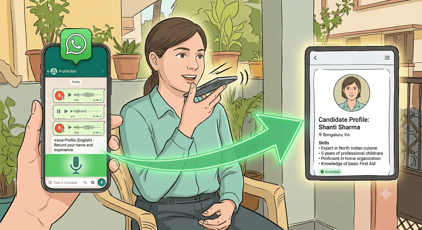 Speak on WhatsApp to create your helper profile — then get job offers
